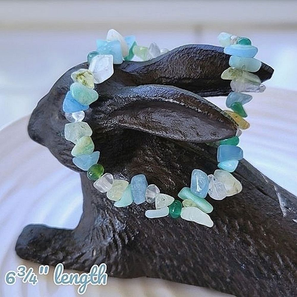 Handmade mixed gemstone stretch bracelet